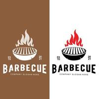 logotipo de barbacoa rústica retro vintage. diseño de comida o parrilla, ilustración de vector de icono