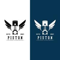 Engine Piston Logo Icon Vector Car vehicle, drive tool, retro background