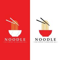 una colección de inspiración para logotipos de fideos. plantilla de diseño de tazón y comida china. Ilustración de concepto retro vector