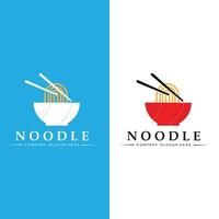 una colección de inspiración para logotipos de fideos. plantilla de diseño de tazón y comida china. Ilustración de concepto retro vector