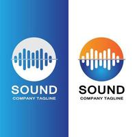 vector de icono de logotipo de onda de sonido de música, altavoz y auriculares