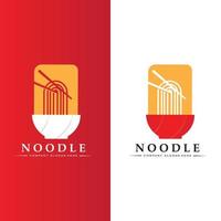 una colección de inspiración para logotipos de fideos. plantilla de diseño de tazón y comida china. Ilustración de concepto retro