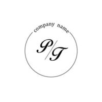 Initial PT logo monogram letter minimalist vector