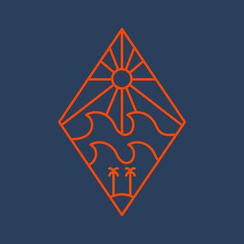 Mono line design of the waves and coconut trees in summer time vector