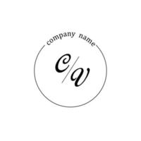 Initial CV logo monogram letter minimalist vector