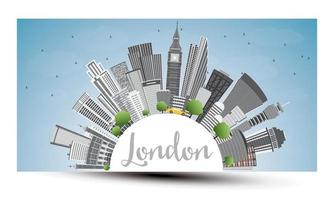 London Skyline with Gray Buildings, Blue Sky and Copy Space. vector