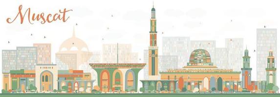 Abstrac Muscat Skyline with Color Buildings. vector