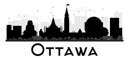 Ottawa City skyline black and white silhouette. vector