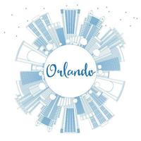 delinee el horizonte de orlando con edificios azules y copie el espacio. vector