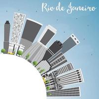 Rio de Janeiro Skyline with Gray Buildings, Blue Sky and Copy Space. vector
