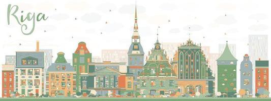 Abstract Riga Skyline with Color Landmarks. vector