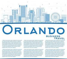 Outline Orlando Skyline with Blue Buildings and Copy Space. vector