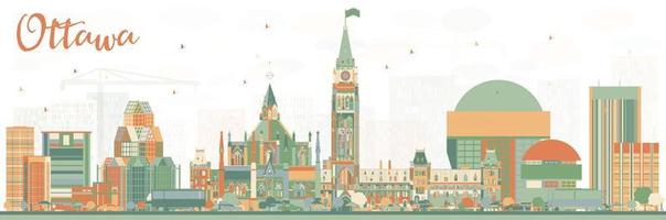 Abstract Ottawa Skyline with Color Buildings. vector