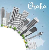 Osaka Skyline with Gray Buildings, Blue Sky and Copy Space.