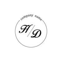 Initial HD logo monogram letter minimalist vector