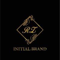 initial RZ handwritten luxury letter template vector