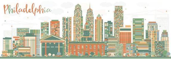 Abstract Philadelphia Skyline with Color Buildings. vector