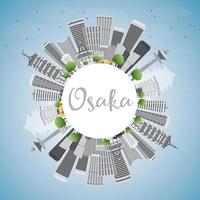 horizonte de osaka con edificios grises, cielo azul y espacio para copiar. vector