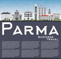 Parma Skyline with Gray Buildings, Blue Sky and Copy Space. vector