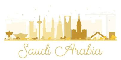 Saudi Arabia golden skyline silhouette. vector