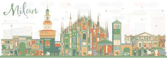 Abstract Milan Skyline with Color Landmarks. vector