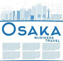 Outline Osaka Skyline with Blue Buildings and Copy Space. vector