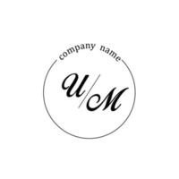 Initial UM logo monogram letter minimalist vector