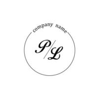 Initial PL logo monogram letter minimalist vector