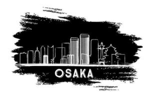 silueta del horizonte de osaka. boceto dibujado a mano. vector