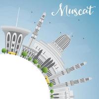 Muscat Skyline with Gray Buildings and Blue Sky. vector