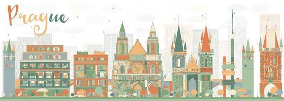 Abstract Prague Skyline with Color Buildings. vector