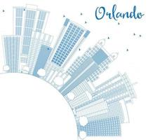 Outline Orlando Skyline with Blue Buildings and Copy Space. vector