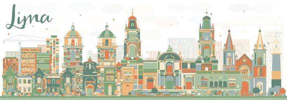 Abstract Lima Skyline with Color Buildings. vector