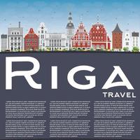 horizonte de riga con puntos de referencia, cielo azul y espacio de copia. vector