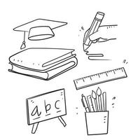 hand drawn doodle back to school icon collection illustration isolated vector