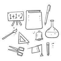 hand drawn doodle back to school icon collection illustration isolated vector