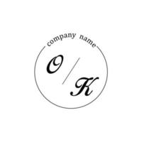 Initial OK logo monogram letter minimalist vector