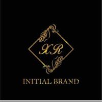 initial XR handwritten luxury letter template vector