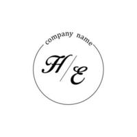 Initial HE logo monogram letter minimalist vector