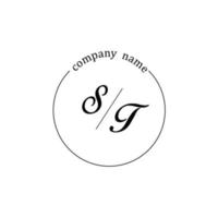 Initial ST logo monogram letter minimalist vector