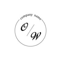 Initial OW logo monogram letter minimalist vector