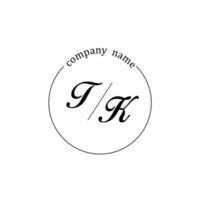 Initial TK logo monogram letter minimalist vector