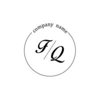 Initial FQ logo monogram letter minimalist vector