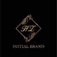 initial HZ handwritten luxury letter template vector