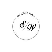 Initial SW logo monogram letter minimalist vector