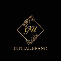 initial GU handwritten luxury letter template vector