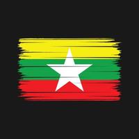 trazos de pincel de la bandera de myanmar. bandera nacional vector