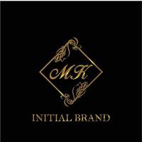 initial MK handwritten luxury letter template vector