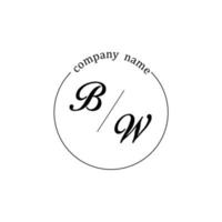 Initial BW logo monogram letter minimalist vector