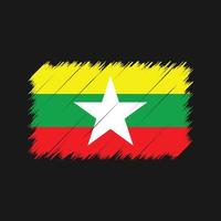 trazos de pincel de la bandera de myanmar. bandera nacional vector